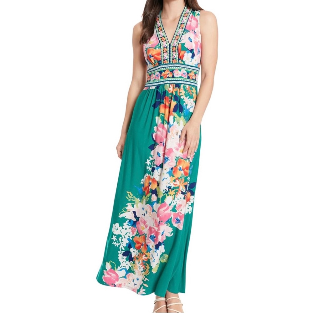 NWT 8 London Times Women’s Sleeveless V Neck Floral Formal Summer Maxi Dress